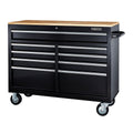 Black 9-Drawer Mobile Storage Cabinet with Solid Wood Top H675