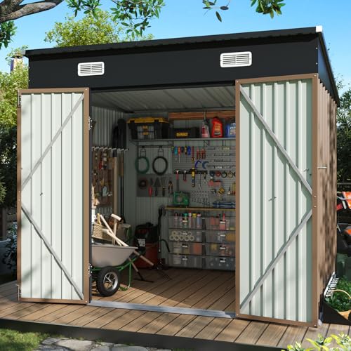 6x3.9 FT Metal Outdoor Storage Shed with Lockable Doors Z4543