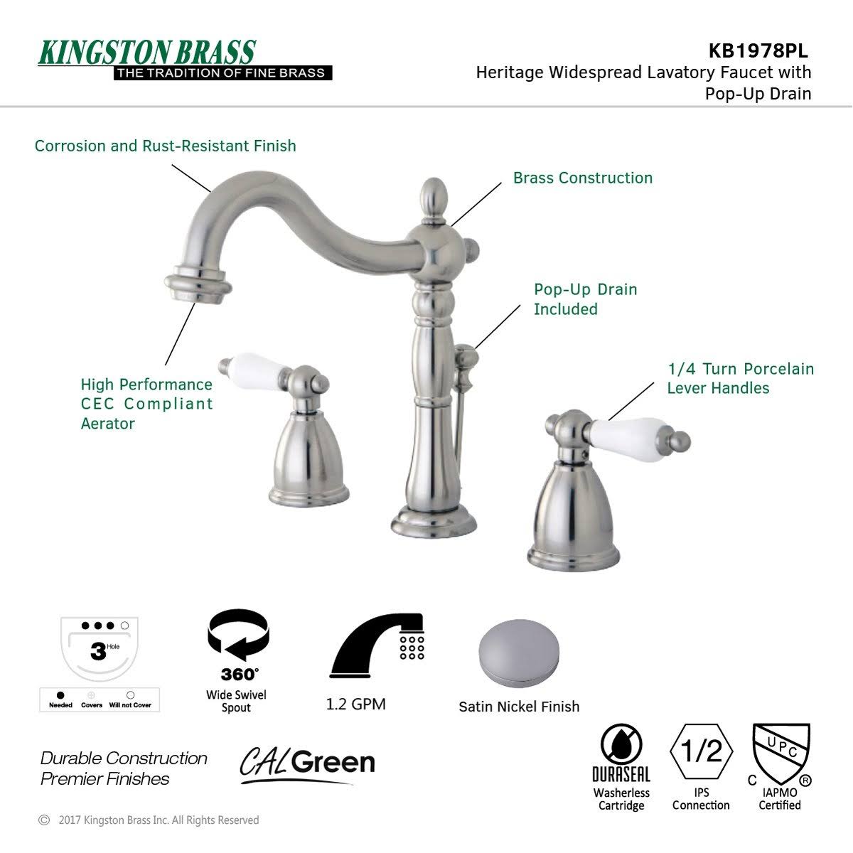 Antique Brass Widespread Bathroom Faucet E252913
