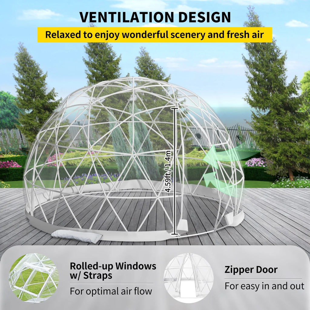 9.5ft PVC Geodesic Dome Bubble Tent with Door and Windows G814598