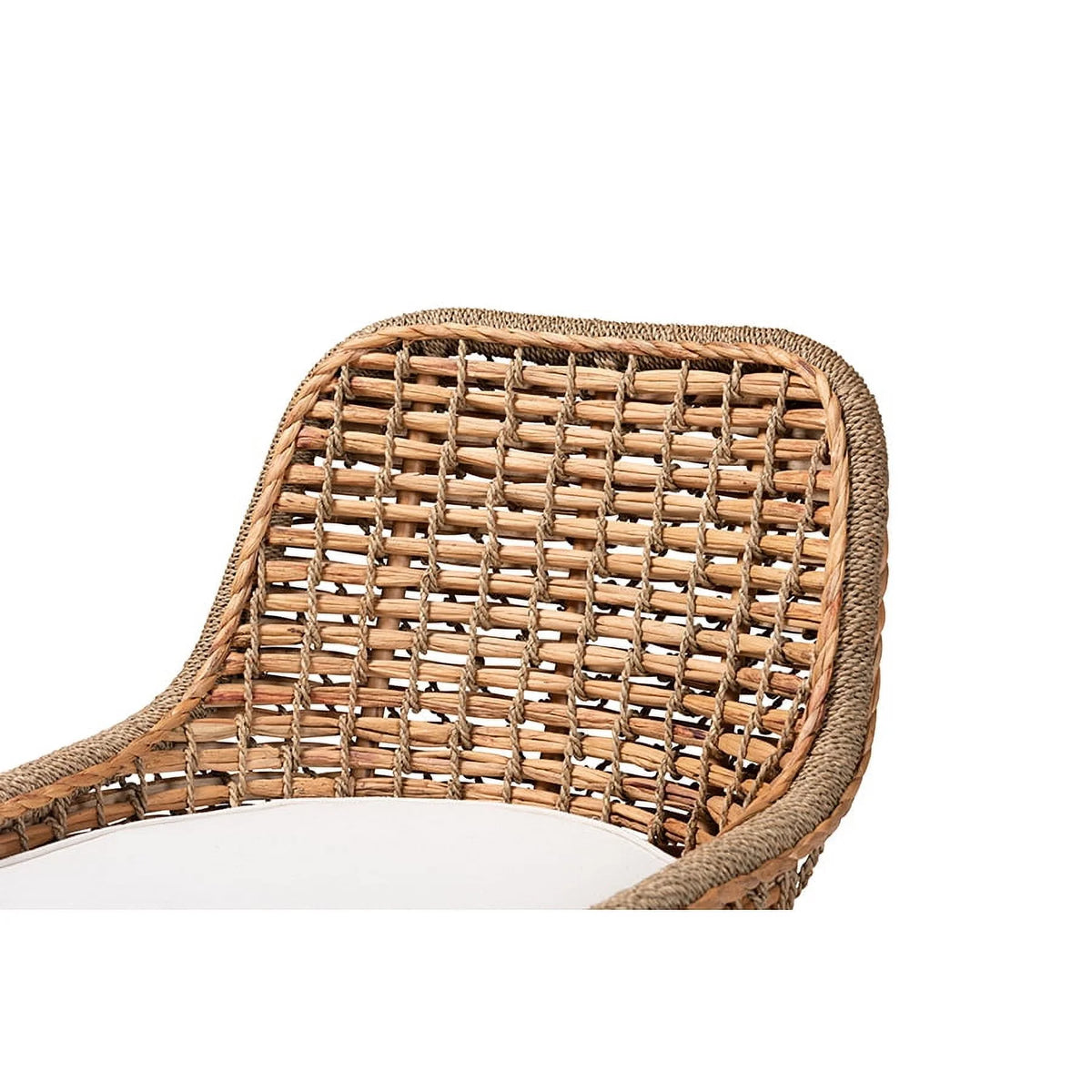 Natural Brown Woven Rattan Dining Side Chair With Cushion R816214