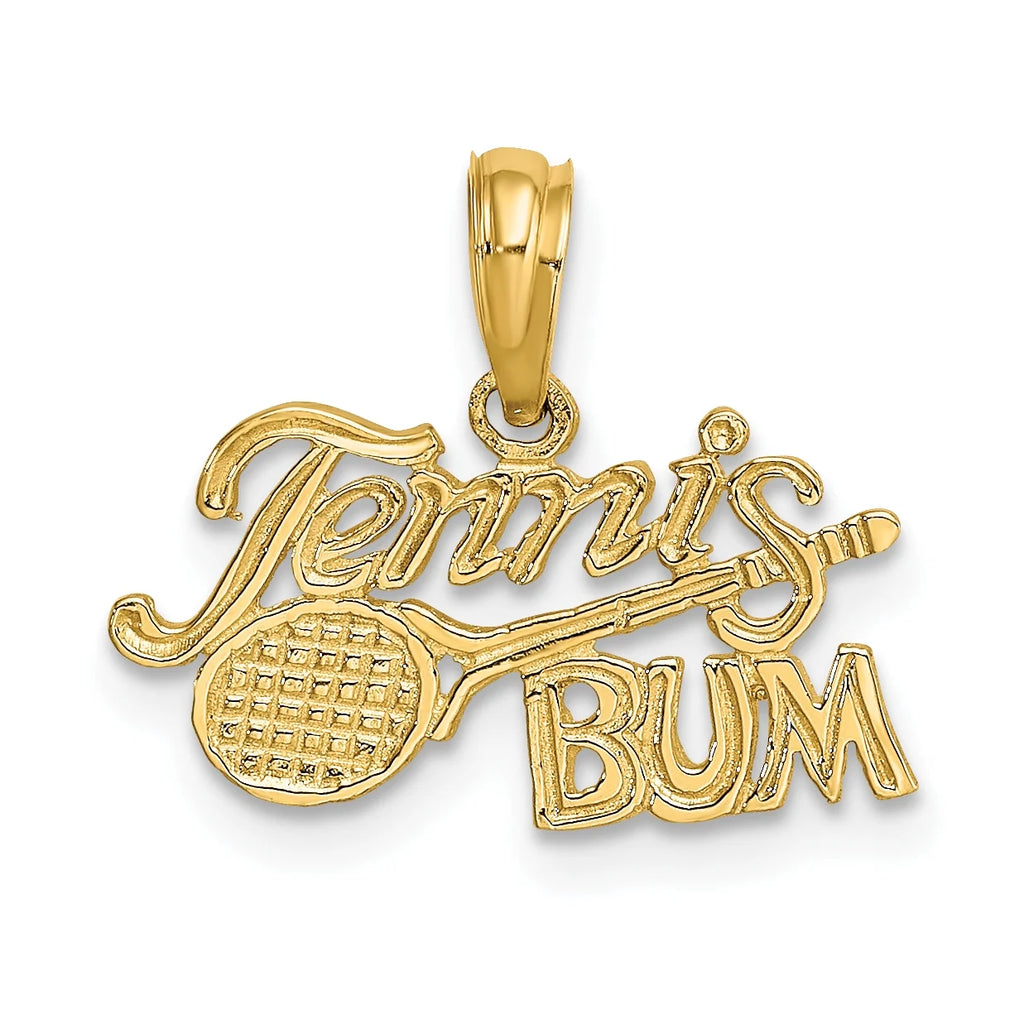 10K Yellow Gold Tennis Pendant Charm with Rope Chain Necklace 20'' F804362