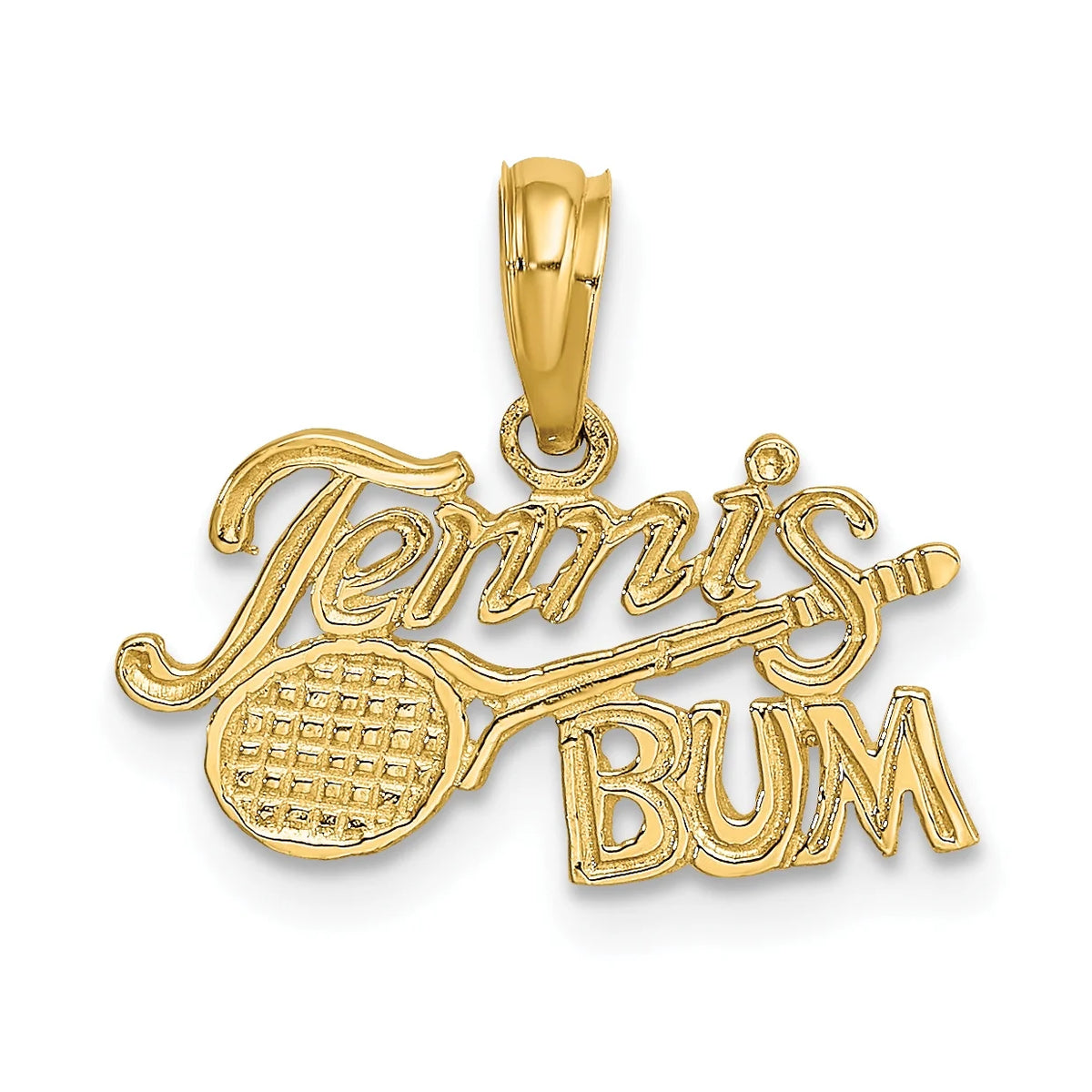10K Yellow Gold Tennis Pendant Charm with Rope Chain Necklace 20'' F804362