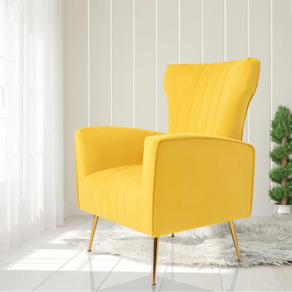 Velvet Wingback Accent Chair with Gold Legs P780