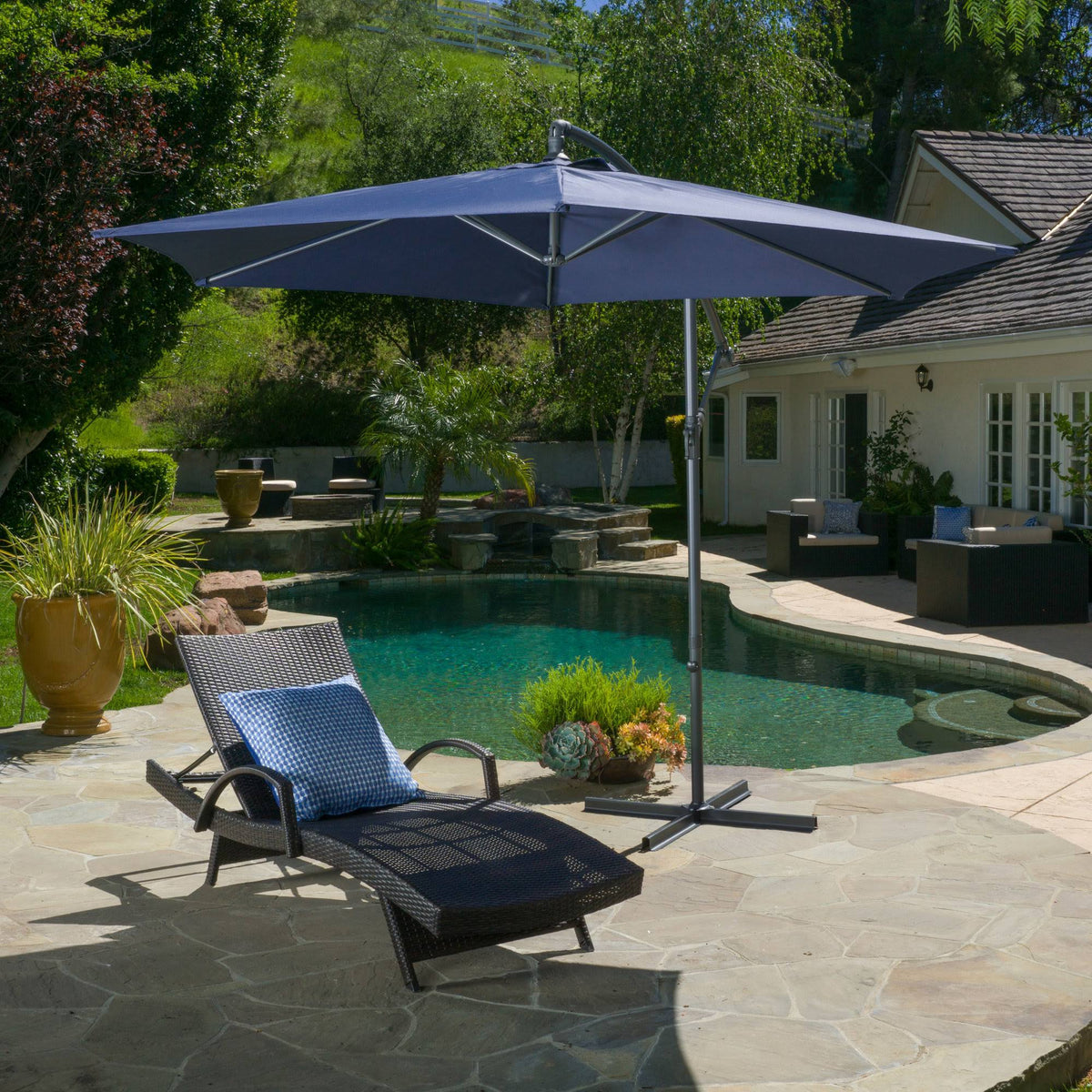 Navy Blue Cantilever Umbrella Z726731