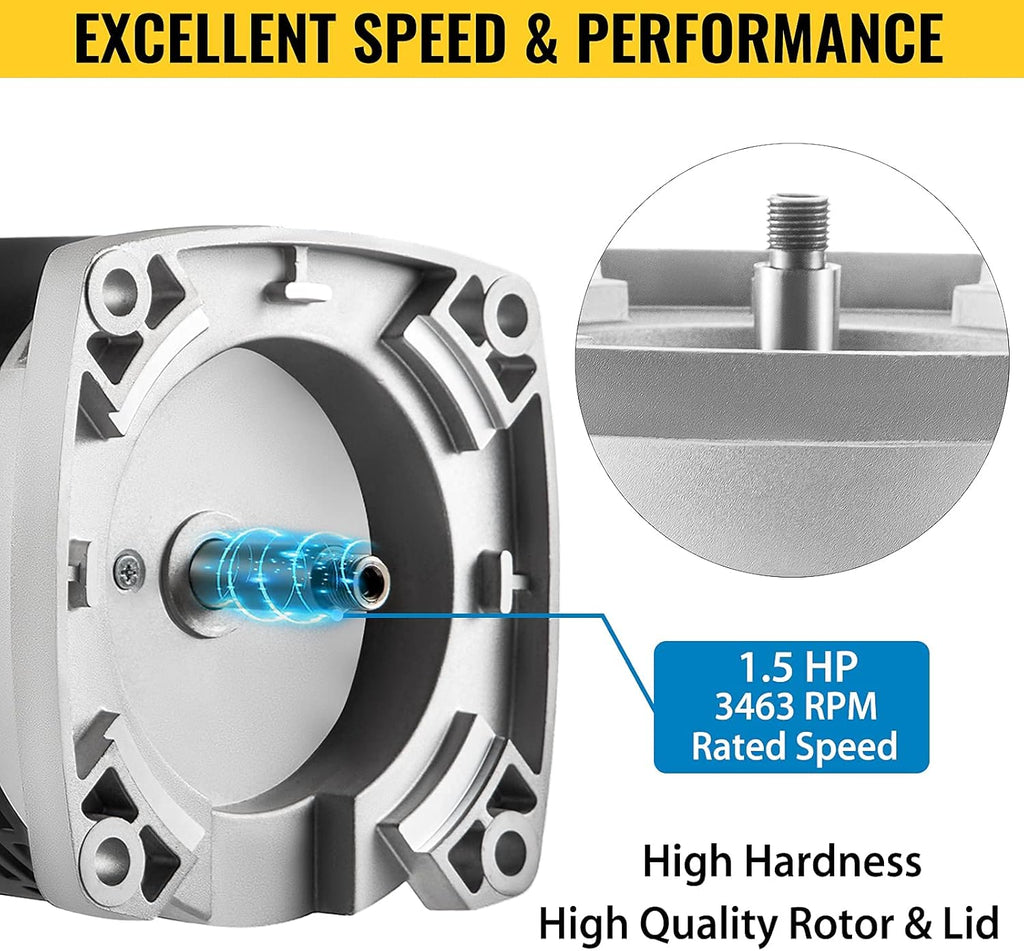 1.5 HP 3463 RPM 230/115 Volts 56Y Frame Square Flange Pool Motor F5151