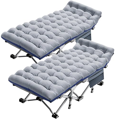 2PK Foldable Double Layer 1200D 500lb Loading Camping Cot with Carrying Bag O156