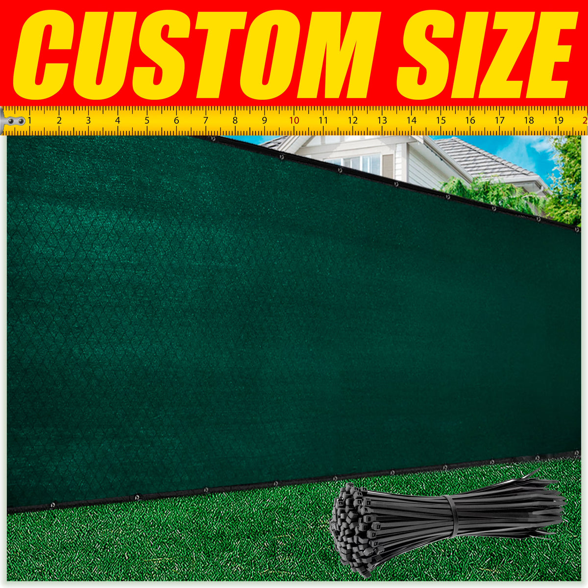 Green Fence Privacy Screen Windscreen Shade Fabric Cloth HDPE with Grommets V517