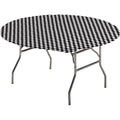 Black Check Plastic Tablecover 60x22 Round Case of 12 C263