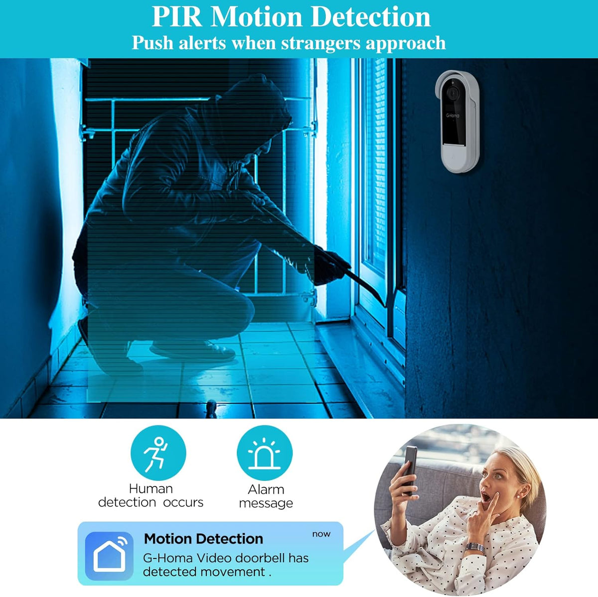 Wireless WiFi Video Doorbell Camera with Motion Detector U801
