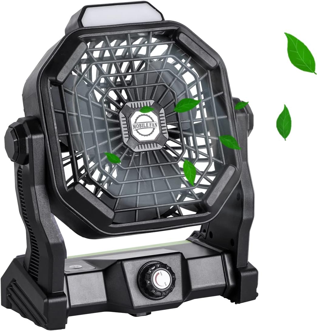 Green Portable Rechargeable LED Camping Fan, 7800mAh, Pack of 2 M9265