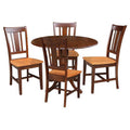 42 in Solid Wood Dining Table with 4 Splat Back Chairs E37069