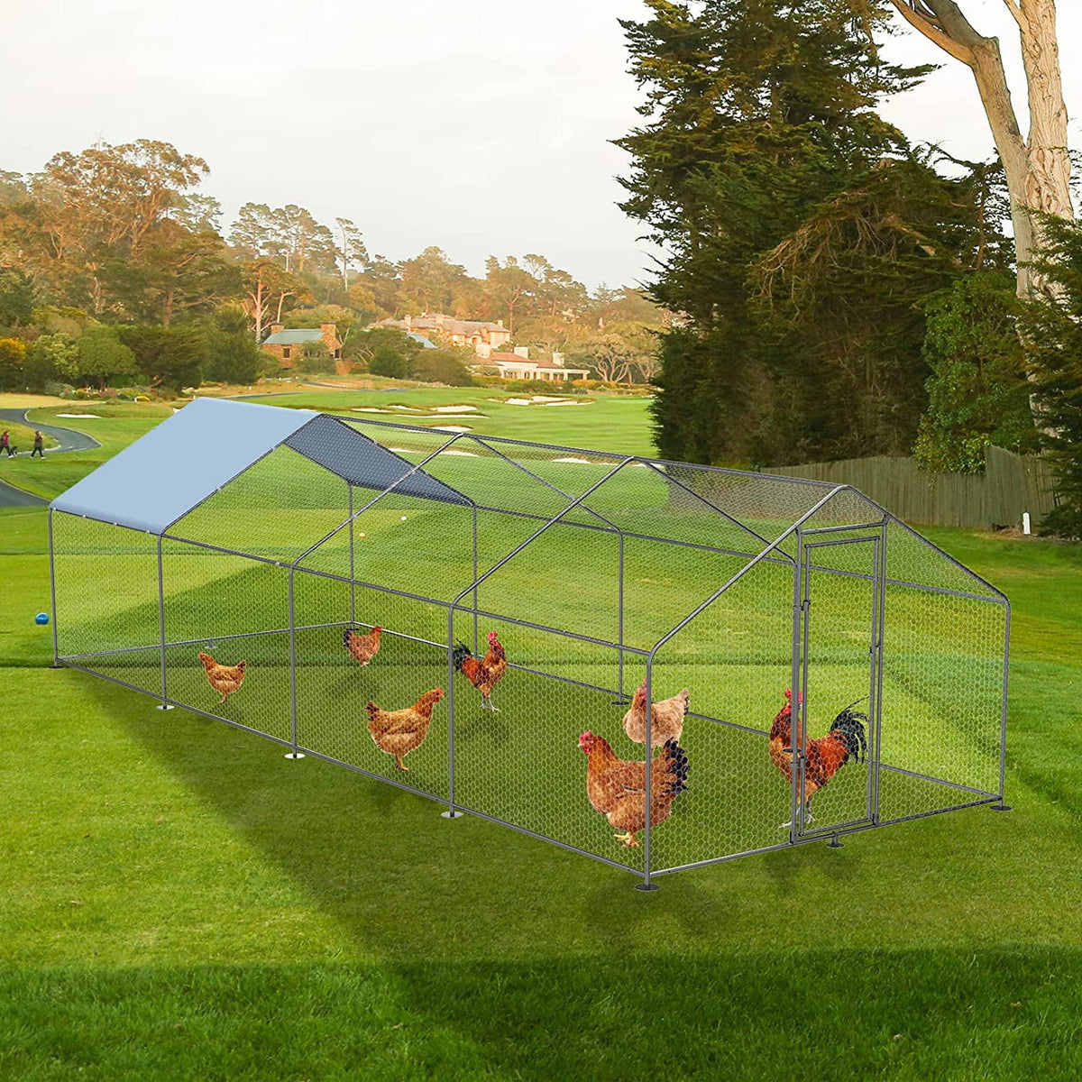 Large Metal Chicken Coop with Waterproof Anti-Ultraviolet Cover S149