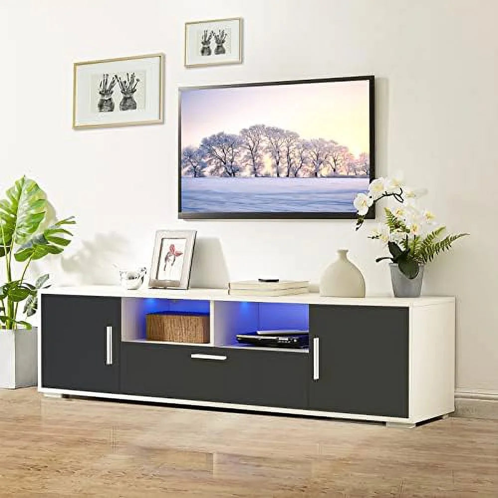 Brown TV Stand with 2 Cabinets and 2 Open Shelves Y62986