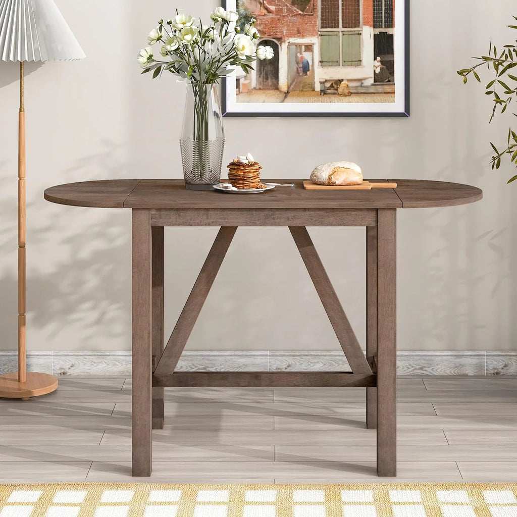 3 Piece Counter Height Drop Leaf Dining Table with 2 Padded Chairs, Brown E607486