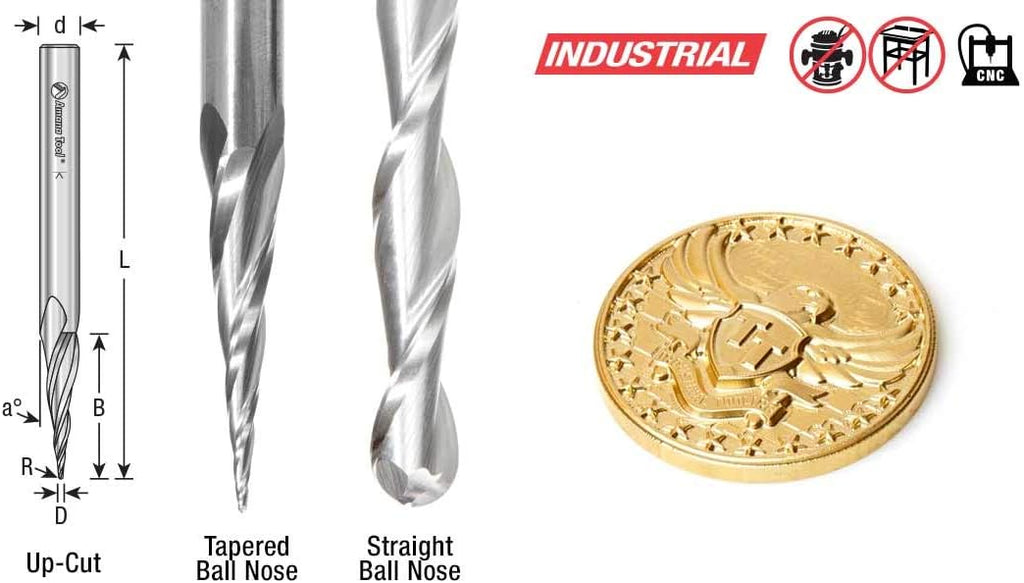 CNC 2D & 3D Carving Tapered Angle Ball Tip W8145
