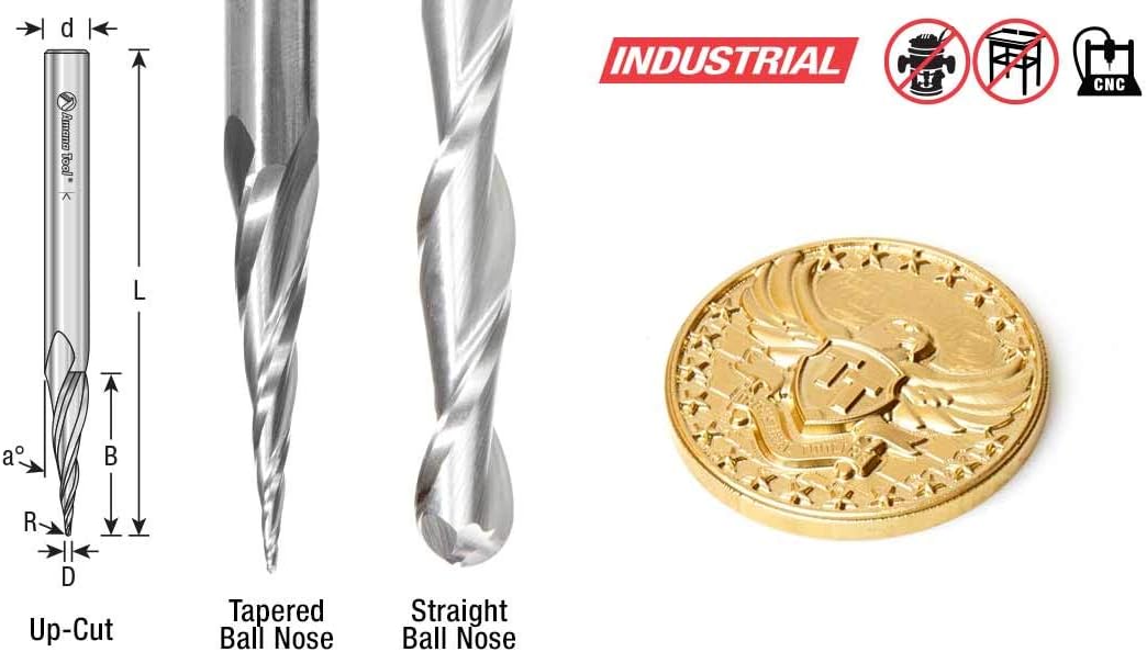 CNC 2D & 3D Carving Tapered Angle Ball Tip W8145