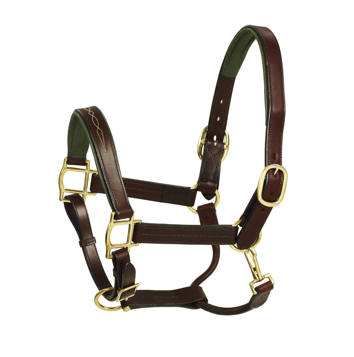 Green Leather Padded Halter U46540