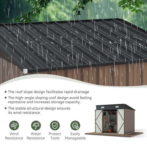 6x3.9 FT Metal Outdoor Storage Shed with Lockable Doors Z4543