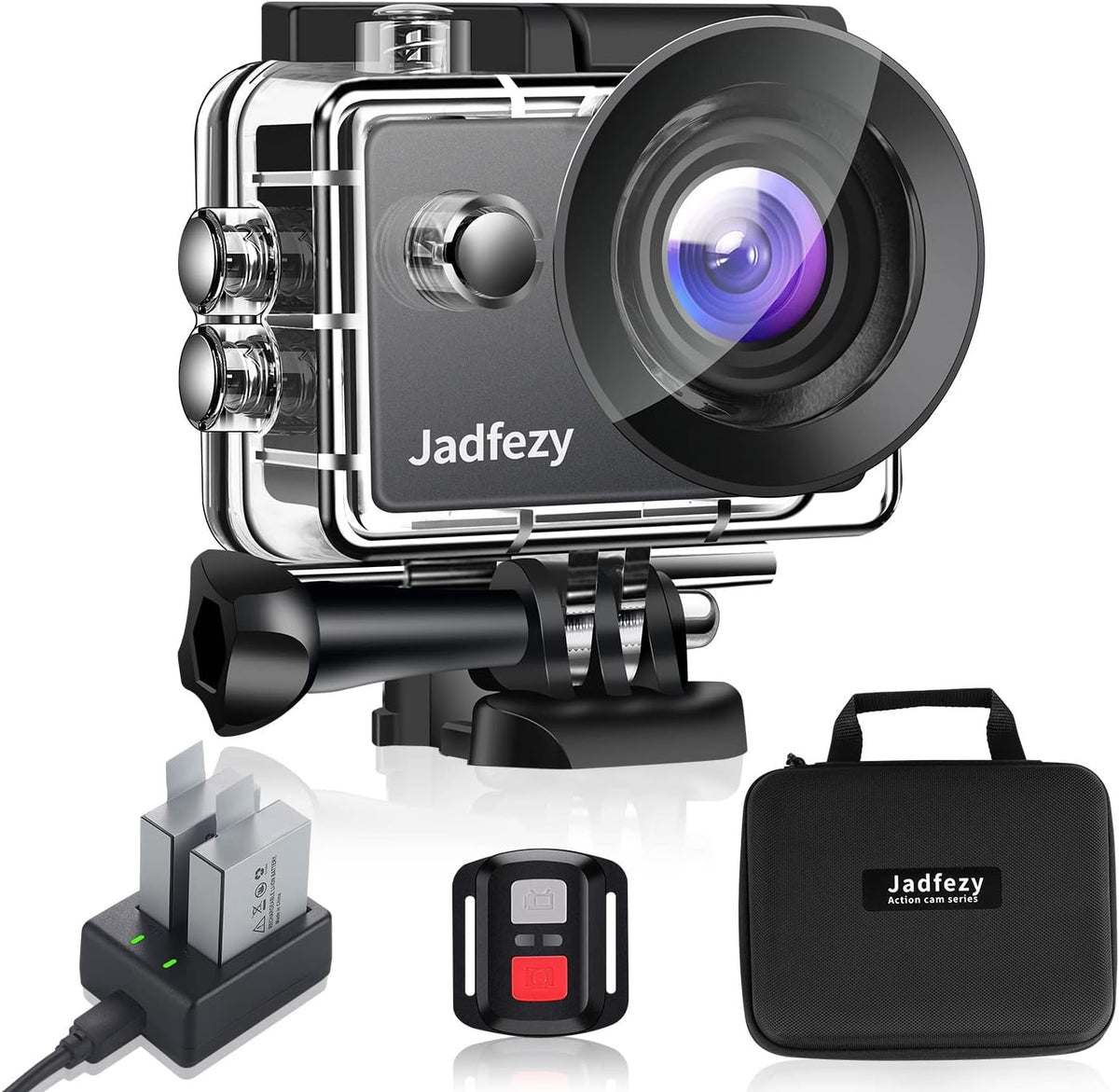 4K 60FPS Action Camera with EIS Anti-Shake, WiFi and Remote Control, 24 MP Sports Cam with Zoom 8X, 2 Batteries and 25 Mounting Accessories U125