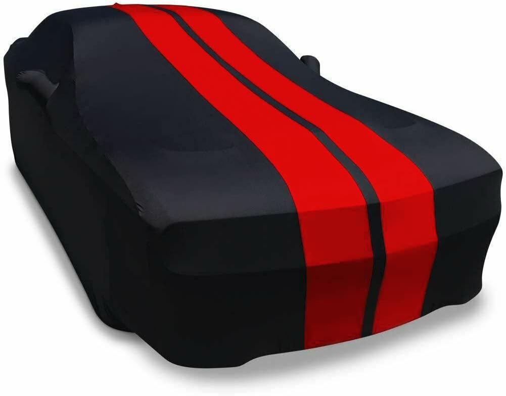 Indoor Car Cover Black with Red Stripes Q64668