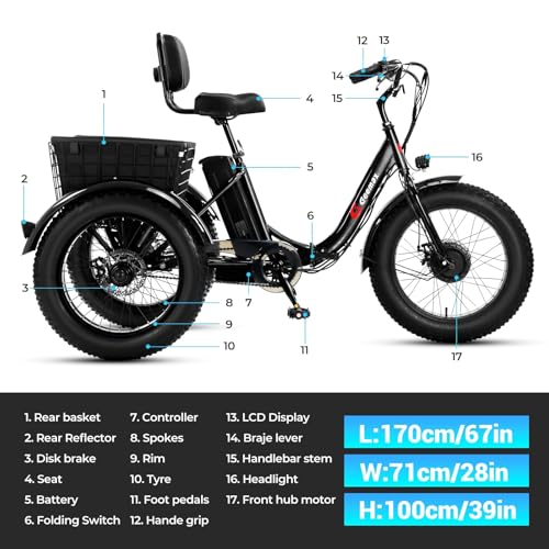 Black 20" x 4.0 Fat Tire Electric Tricycle I51461