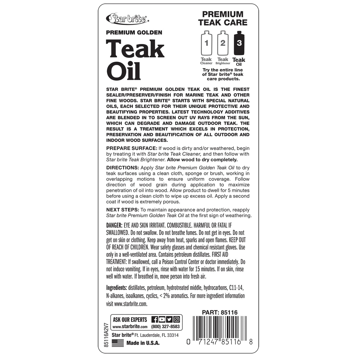 Golden Teak Oil Sealer Preserver Finish 16 OZ T3780