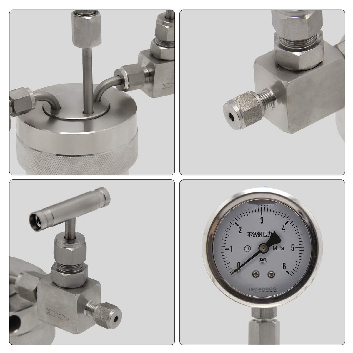 300ml Hydrothermal Synthesis Autoclave Reactor with polytetrafluoroethylene Lining Pressure Gauge V85501