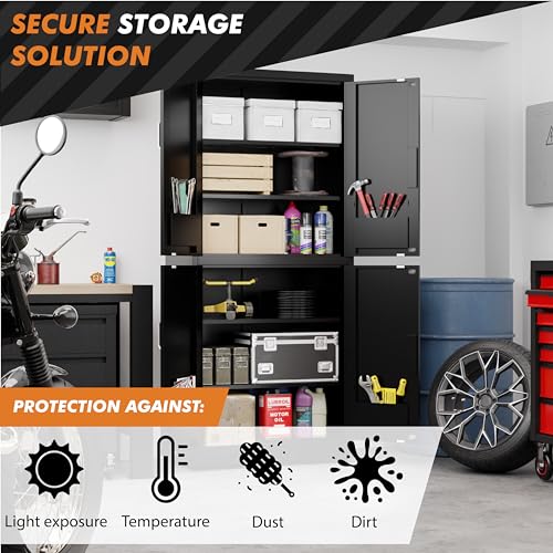 Black Metal Storage Cabinet with Wheels V362924