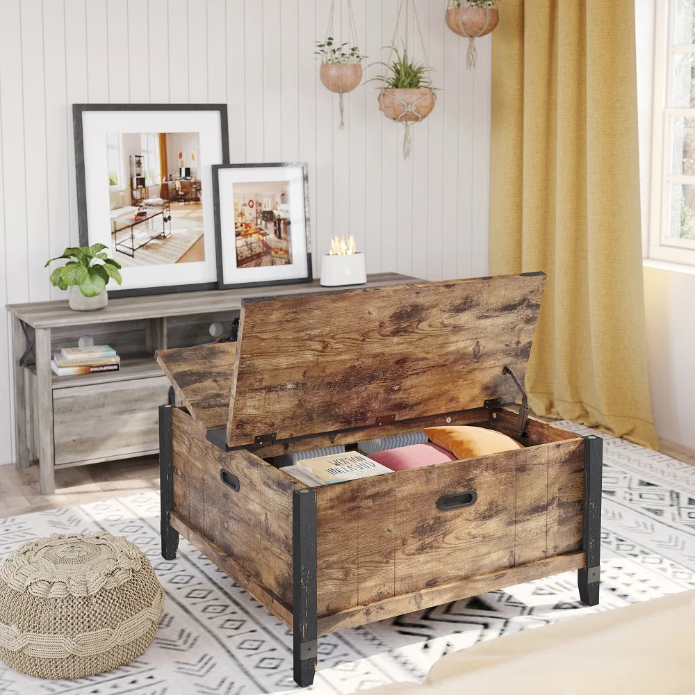 35.4" Square Coffee Table with Storage P62007