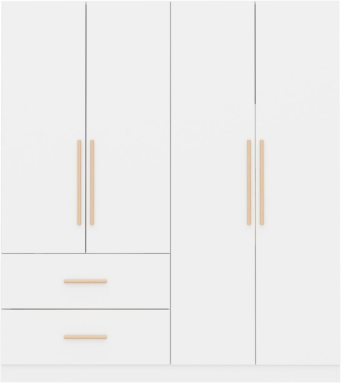 White 4-Door 2-Drawer Wood Wardrobe M546267