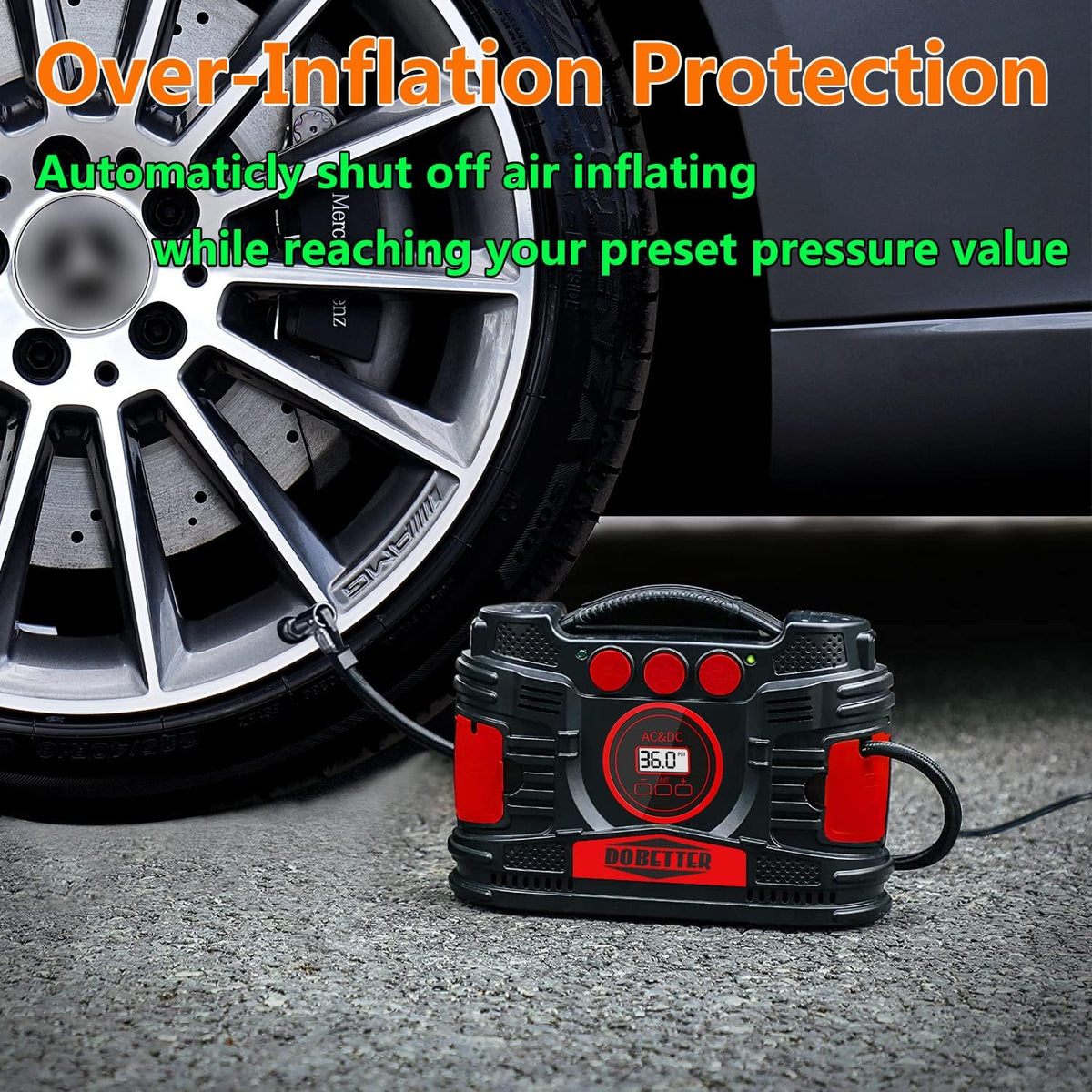 Portable Air Compressor Pump 12V DC 110V AC Tire Inflator X723