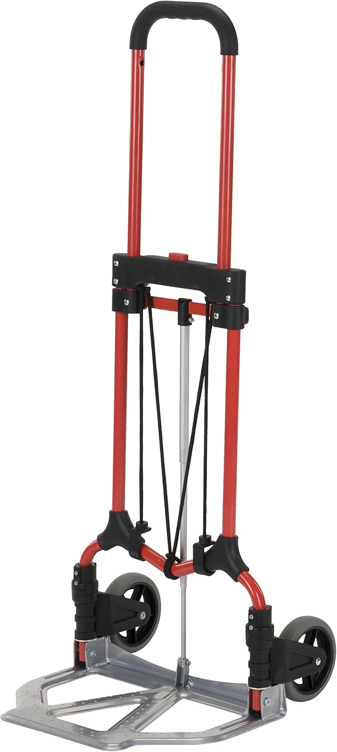 Red/Silver Pack of 2 Folding Steel Hand Truck Q21845