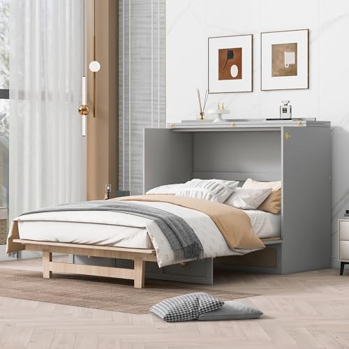 Queen Size Solid Wood Murphy Bed with Storage Drawers M523