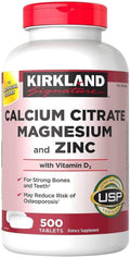 Calcium Citrate Magnesium and Zinc with Vitamin D3, 500 Tablets Y6796