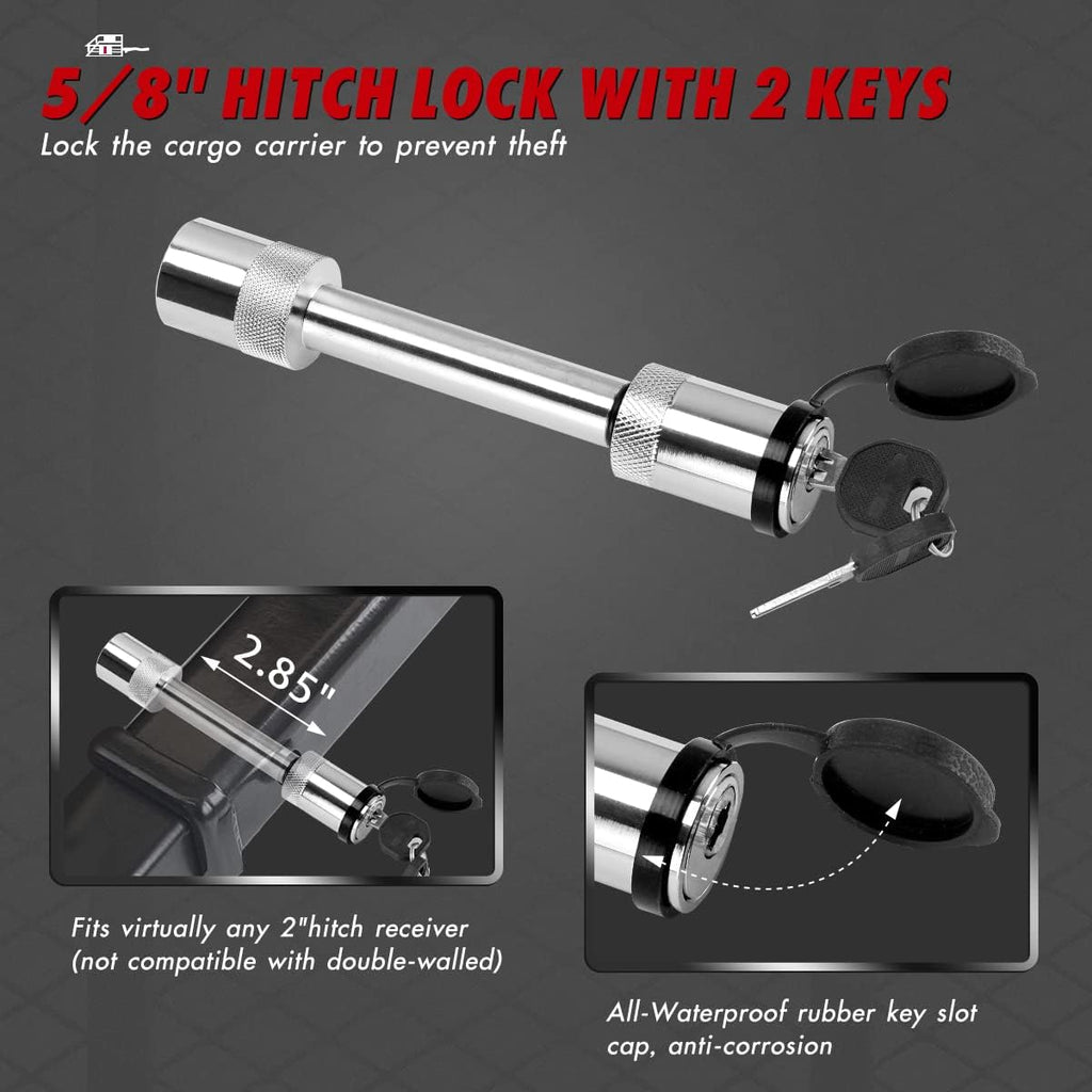 Hitch Mount Folding Cargo Carrier with Trailer Hitch Lock, Stabilizer, Net and Straps X853769