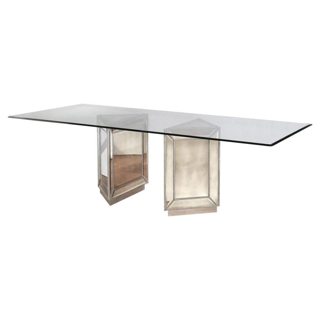 Wood Double Pedestal Dining Table with Glass Top Z486933