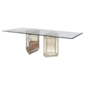 Wood Double Pedestal Dining Table with Glass Top Z486933