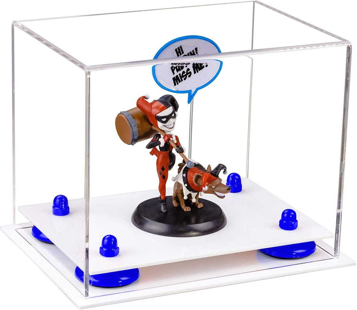 White Acrylic Display Case with Navy Blue Risers Y8491