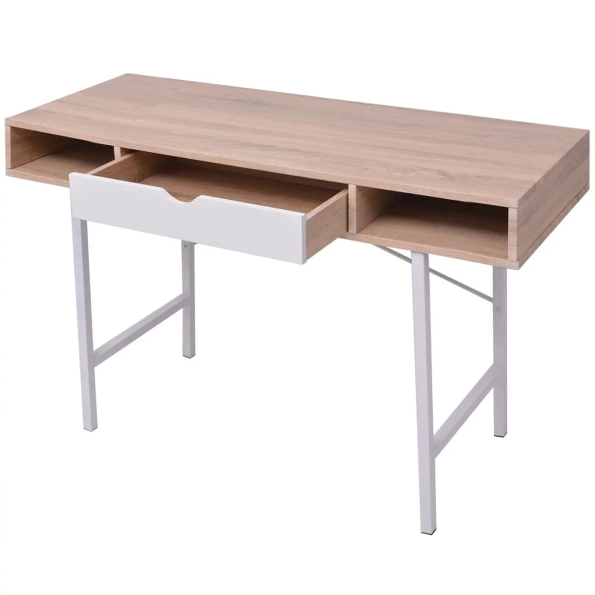 Oak and White 1 Drawer Desk I14744