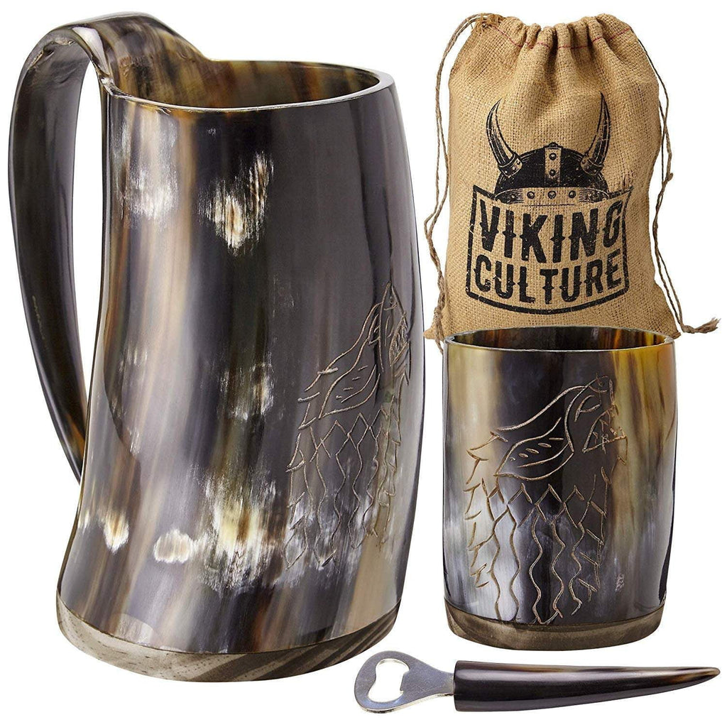 Ox Horn Mug, Shot Glass, and Bottle Opener 3 Piece Set 16-oz D437285