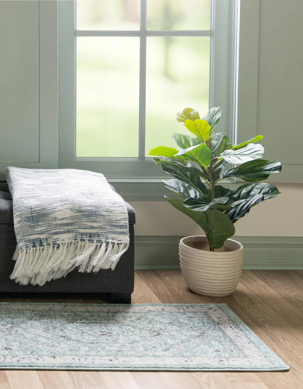 8 Ft Runner Aqua Medium-Pile Rug E791