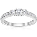 14K White Gold 3 Stone Diamond Ring D489439