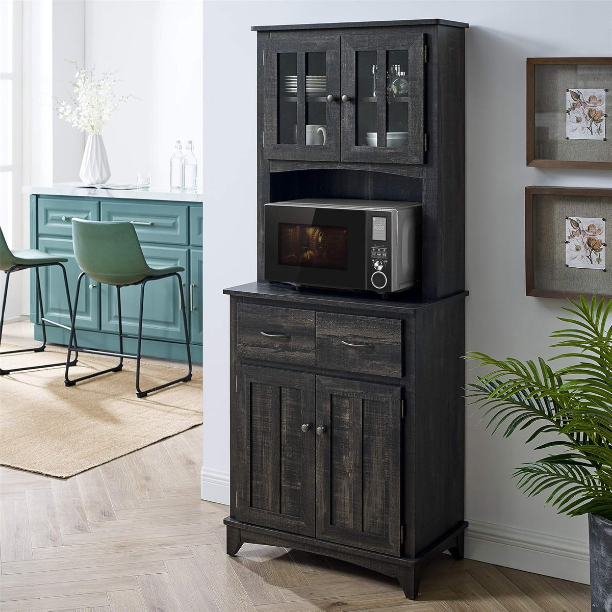 Microwave Storage Stand with Double Door Cabinets S374730