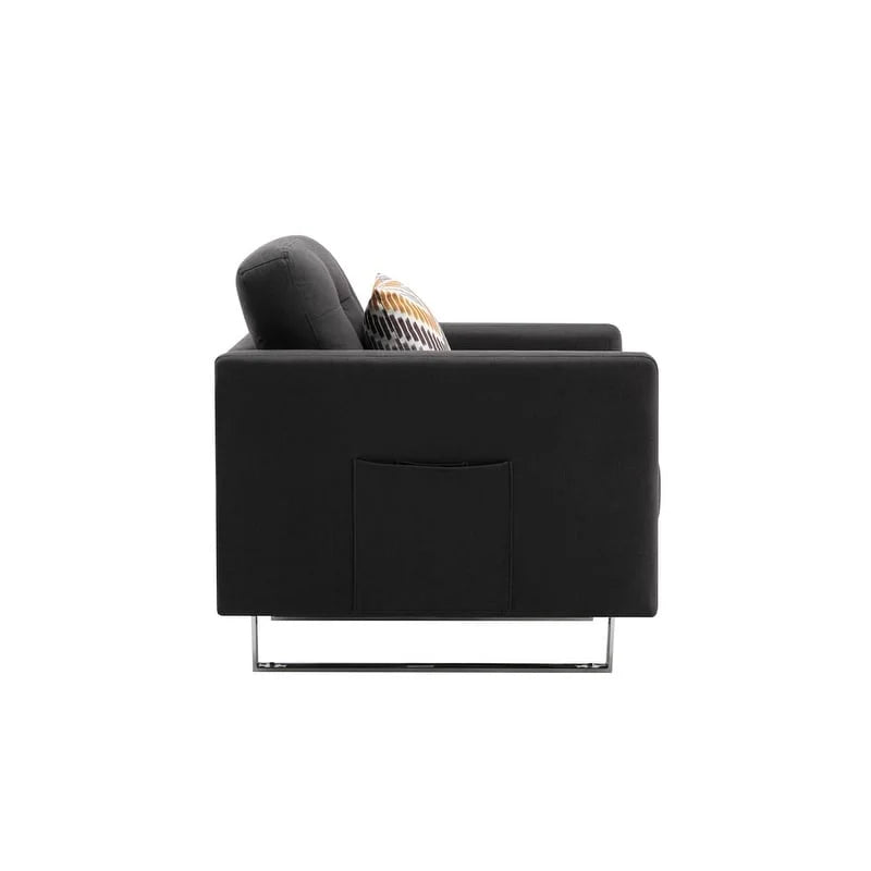 Linen Fabric Armchair with Metal Legs and Pillow A615546