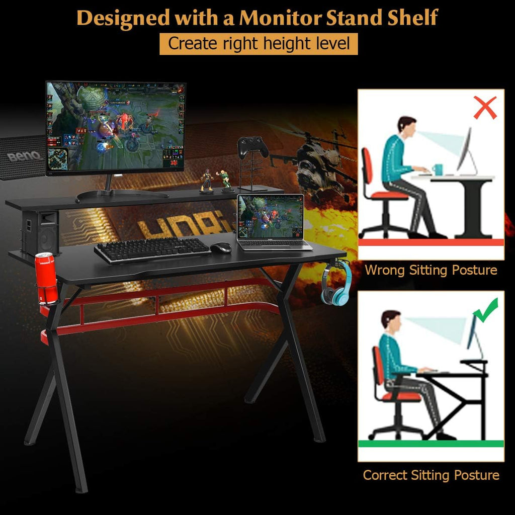 47.5" Gaming Desk with Monitor Shelf M120100