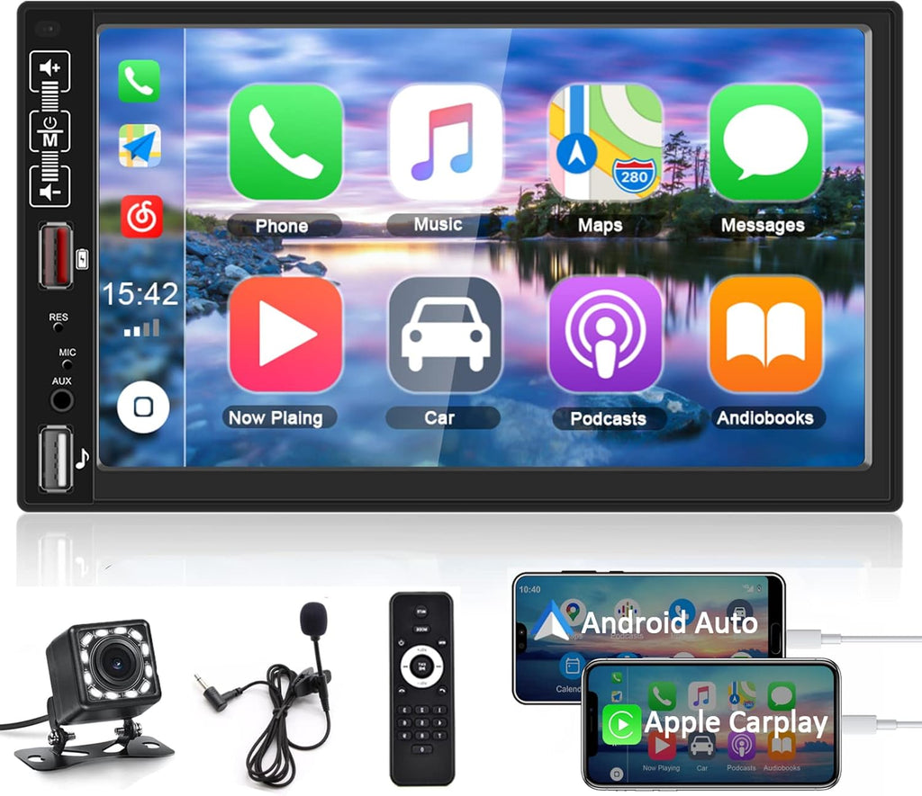7 Inch Touchscreen Double Din Car Stereo with Backup Camera M124942
