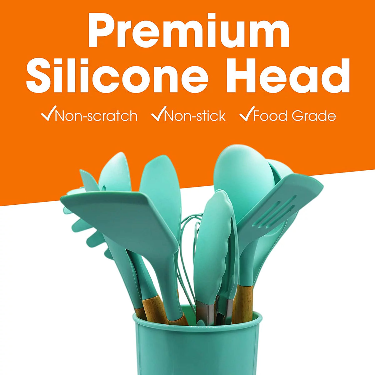 12 Piece Silicone Spatula Set with Wooden Handles C15665