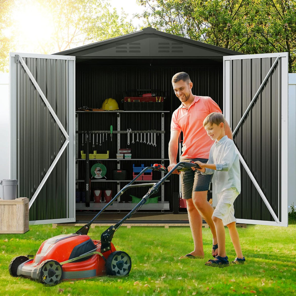 Black 6 x 4FT Metal Outdoor Storage Shed T929500