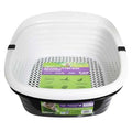 Black Large Sifting Cat Litter Box with 2 Open Top Plastic Pans and Tray O8635
